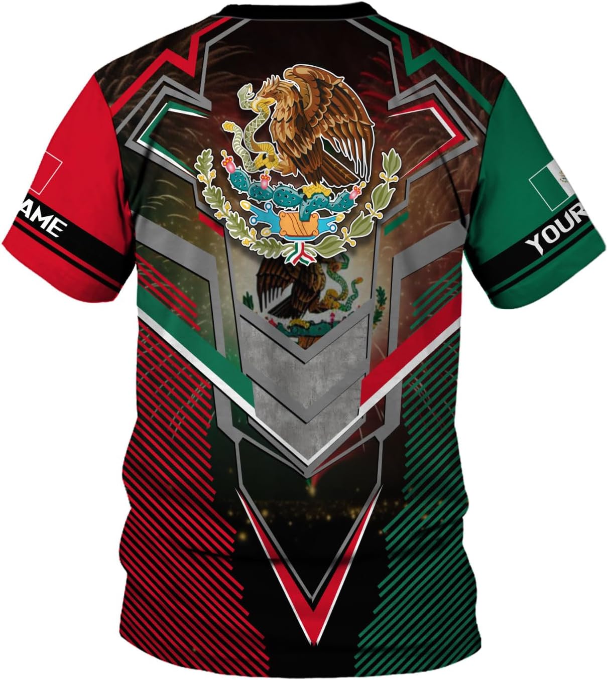 Mostprints Personalized Name Mexican Shirts 3D Customized Mexico Shirt US Flag, Mexican Shirts for women Unisex