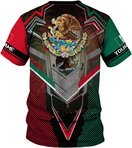 Mostprints Personalized Name Mexican Shirts 3D Customized Mexico Shirt US Flag, Mexican Shirts for women Unisex