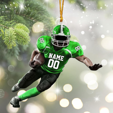 Artparel Personalized Football Ornament Customized Football Christmas Ornaments Football Ornament Christmas Hanging D��cor Gift for Football Fans Football Gifts Gift for Football (FBH 1)