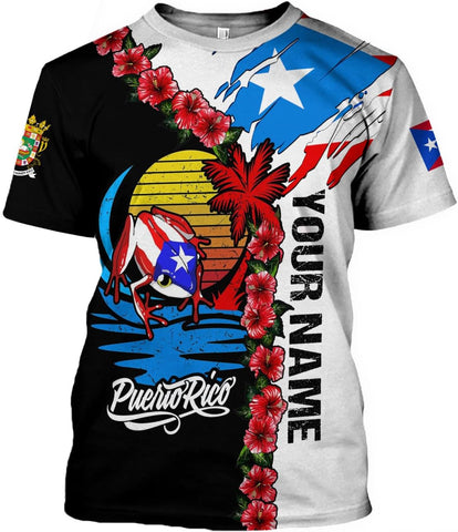 Suseaz Personalized Puerto Rico Shirts, Puerto Rican Pride Flag Tshirt Hoodie for Men and Women, Camisa Puerto Rico Shirt