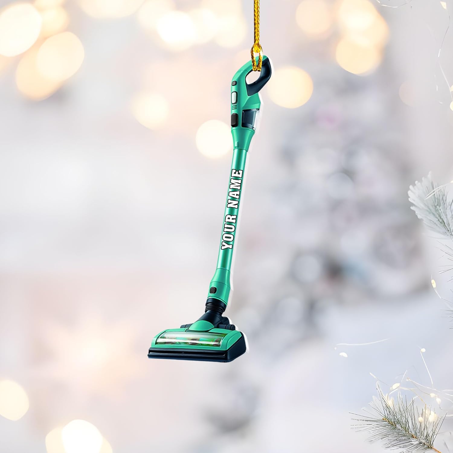 Customized Vacuum Cleaner Christmas Ornament, Cleaning Tools Ornament for Christmas Tree, Gift for Housewife Housekeeper, Holiday Xmas Tree Hanging Decor for Mom Woman Wife (Acrylic, Style 6)