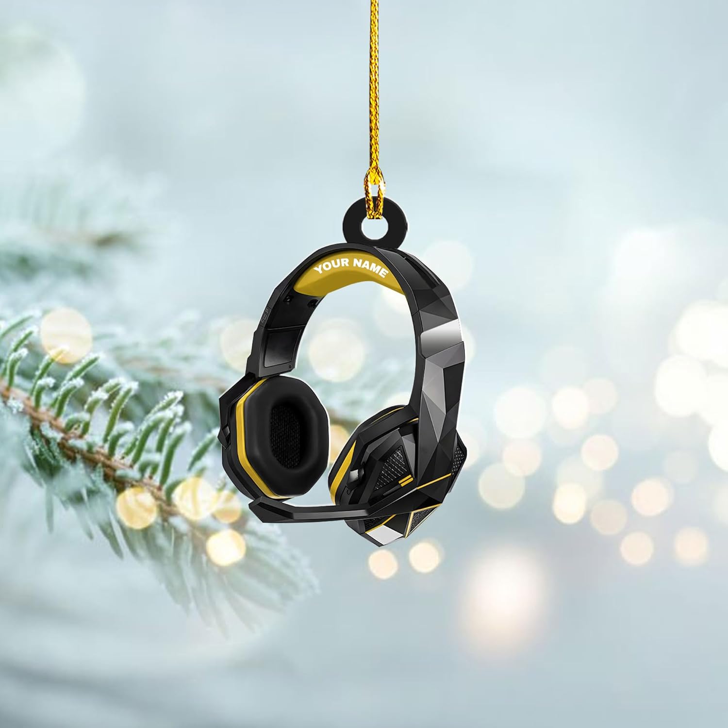 AOVL Custom Gaming Head Phones Ornaments 2024 Gaming Head Phones Light Christmas Ornament Gaming Headphone Flat Christmas Ornament Headphone Ornament Headphone Ornament Gift Christmas Tree Decor (HP2)