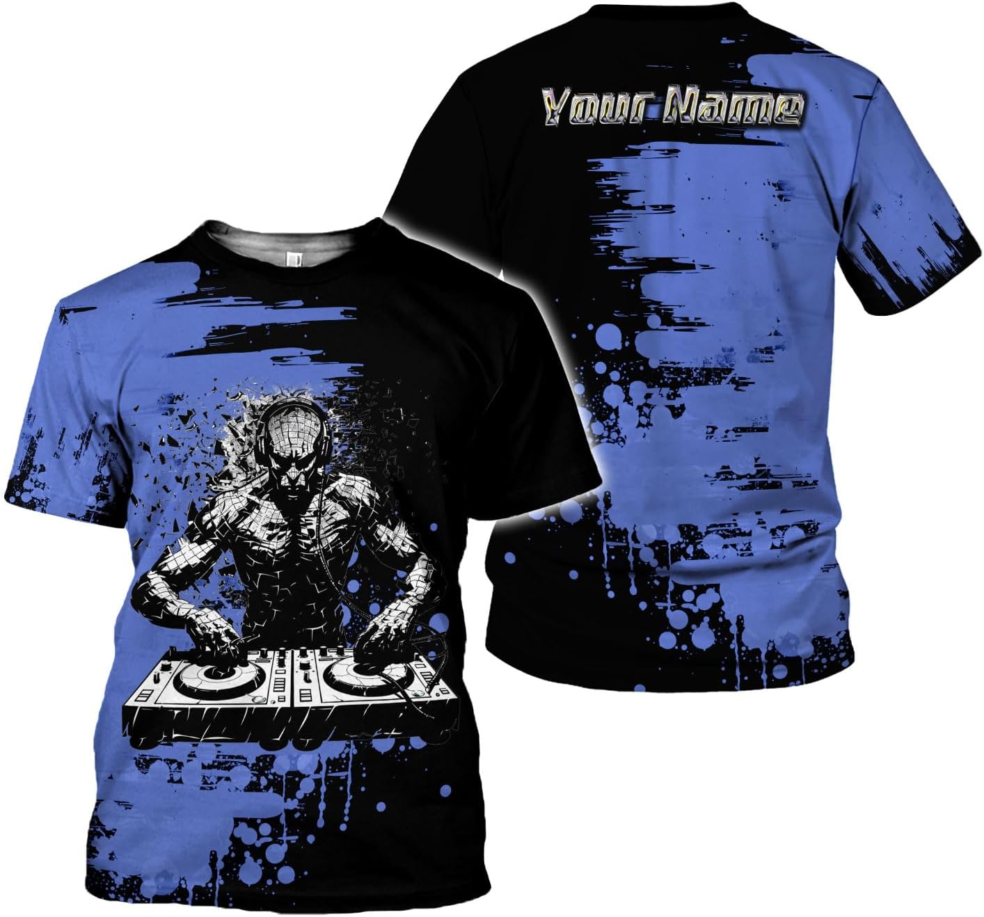 Personalized DJ Shirt, Custom DJ Shirts for Men DJ Player Music Lover DJ Gifts Music EDM Festival Cool DJ Party Djs Disc Tee