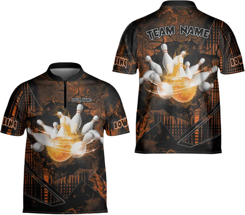 Custom Bowling Jerseys for Men Women Personalized Team Name Quarter Zip 3D Apparel Customized Bowling Jersey Shirts Unisex