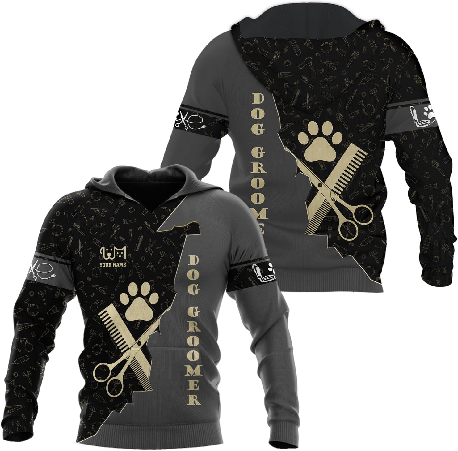 Rivelus Personalized Name Dog Groomer Shirt 3D, Funny Dog Groomer Apparel Shirts, Dog Groomer Gifts for Men and Women