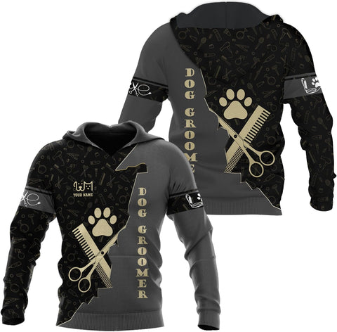 Rivelus Personalized Name Dog Groomer Shirt 3D, Funny Dog Groomer Apparel Shirts, Dog Groomer Gifts for Men and Women