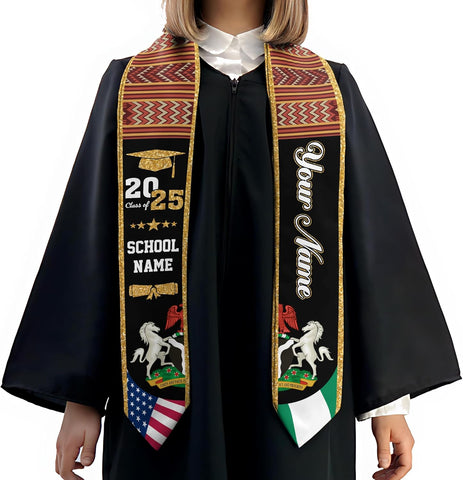 Pretyprints Custom Nigerian Graduation Sash Nigeria Graduation Stole Personalized Nigerian American Flag Graduation Sash 2025