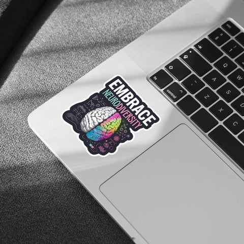 3 Pcs Embrace Neurodiversity Sticker, Neurodiversity Month Sticker Brain, Mental Health Awareness 3" Sticker Die-Cut Waterproof for Laptop Water Bottle Phone Helmet Kindles Tumbler