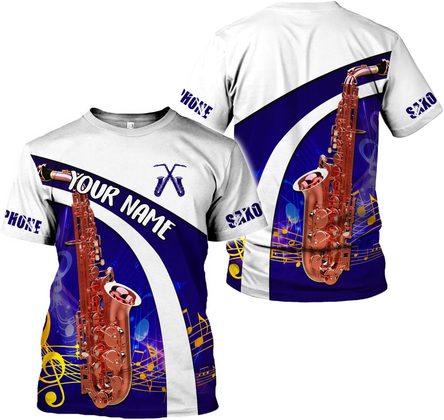 Personalized T Shirt for Saxophone Player, Custom Saxophone 3D Shirt Men Women, Present to Musican Saxophone Team Uniform