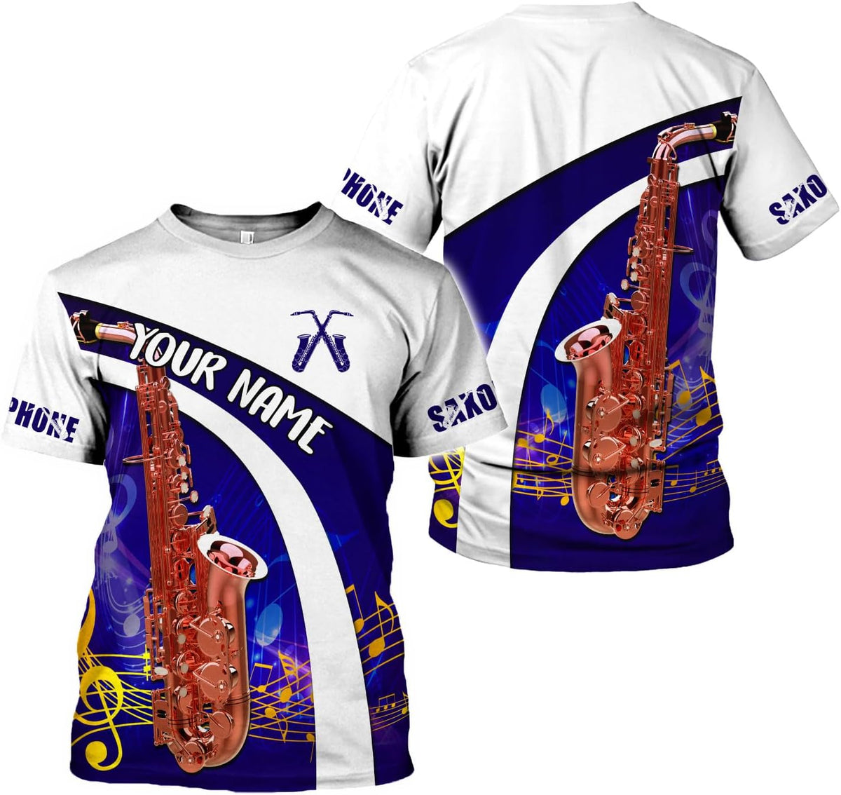 Personalized T Shirt for Saxophone Player, Custom Saxophone 3D Shirt Men Women, Present to Musican Saxophone Team Uniform