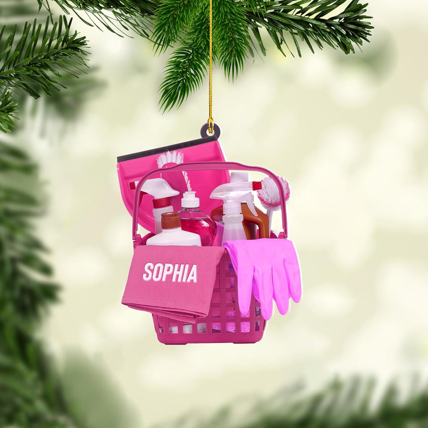 Personalized Housekeeping Ornament, Cleaning Tools Ornaments, Washing Cleaner Ornament Cleaning Lady Christmas Ornament Gifts for Cleaning Service Housekeeping Uniform Gift for Housekeeper (Hk23)