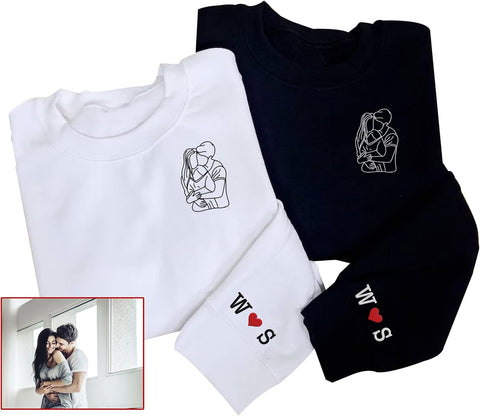 Leeprints Personalized Couple Embroidered Sweatshirt, Roman Numeral Anniversary For Couples Matching Gifts With Initial Heart