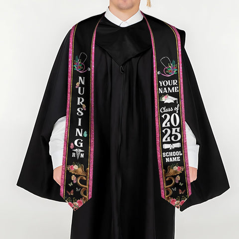 Pretyprints Custom Nurse Sash Graduation, RN Graduation Stole Gifts for Friends Nursing Student Senior Class Of 2025