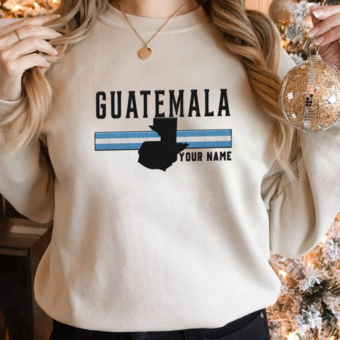 Mostprints Personalized Guatemala Embroidered Sweatshirts, Guatemala Camisas Guatemala Flag Shirts, Guatemalan Pride Hoodies