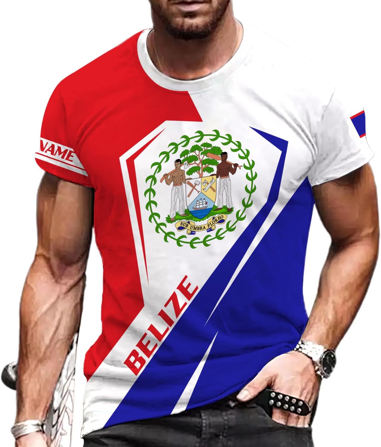 Artparel Personalized Belize Shirt Coat of Arms of Belize Flag Shirts Belizean Country Flag Gift T-Shirt Belizean Shirt S-5XL