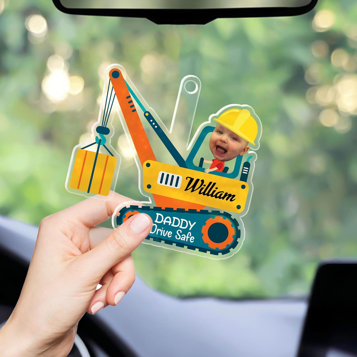 Drive Safe Daddy Car Ornament Custom Photo Baby Car Hanging Ornament Mirror Hanging Accessories for Your Car Father's Day