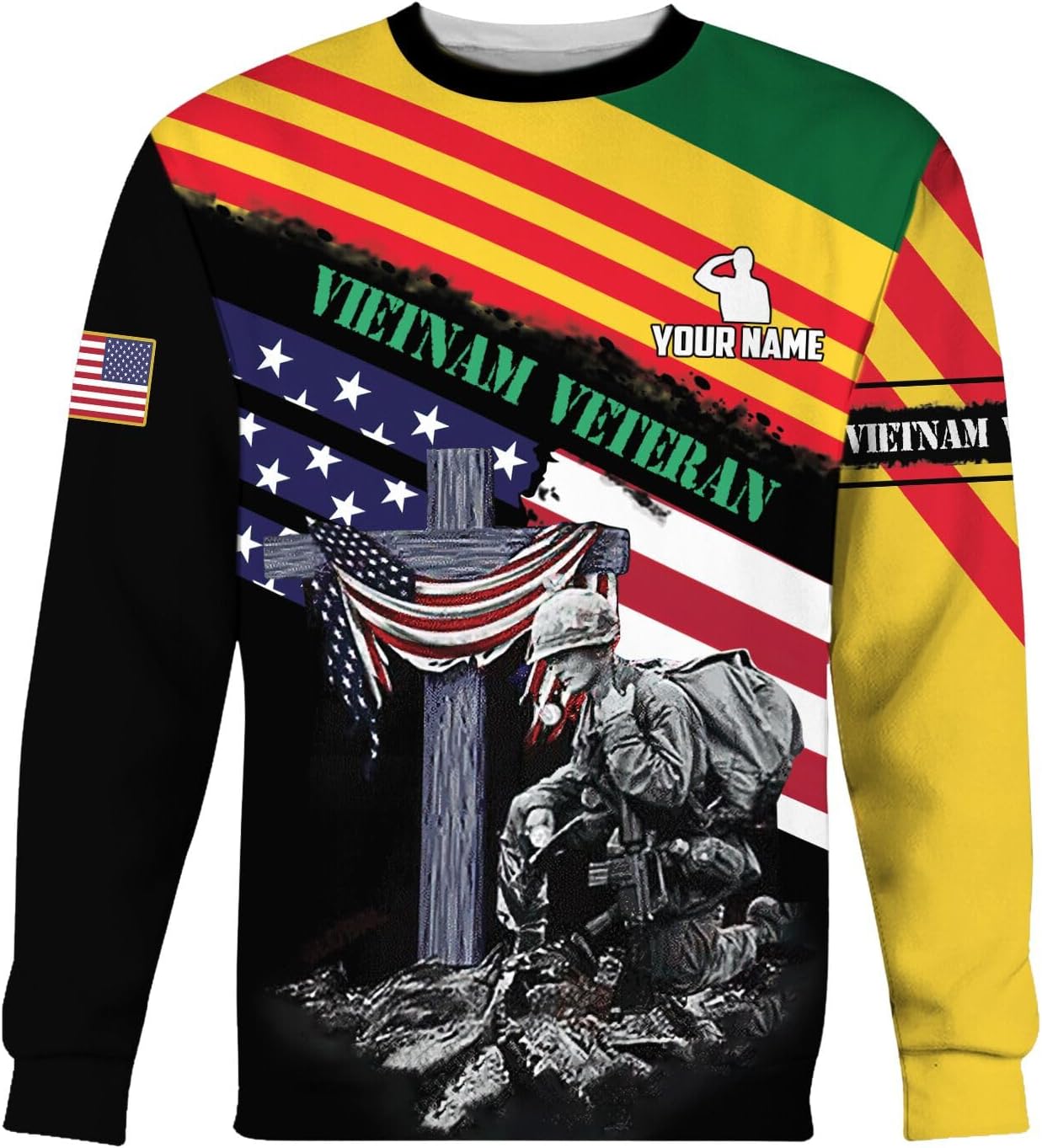 Ligthuy Personalized Name Vietnam Veteran Shirts 3D, Veterans Shirts for Men and Women, Veteran's Shirt Vietnam Veteran S-5XL