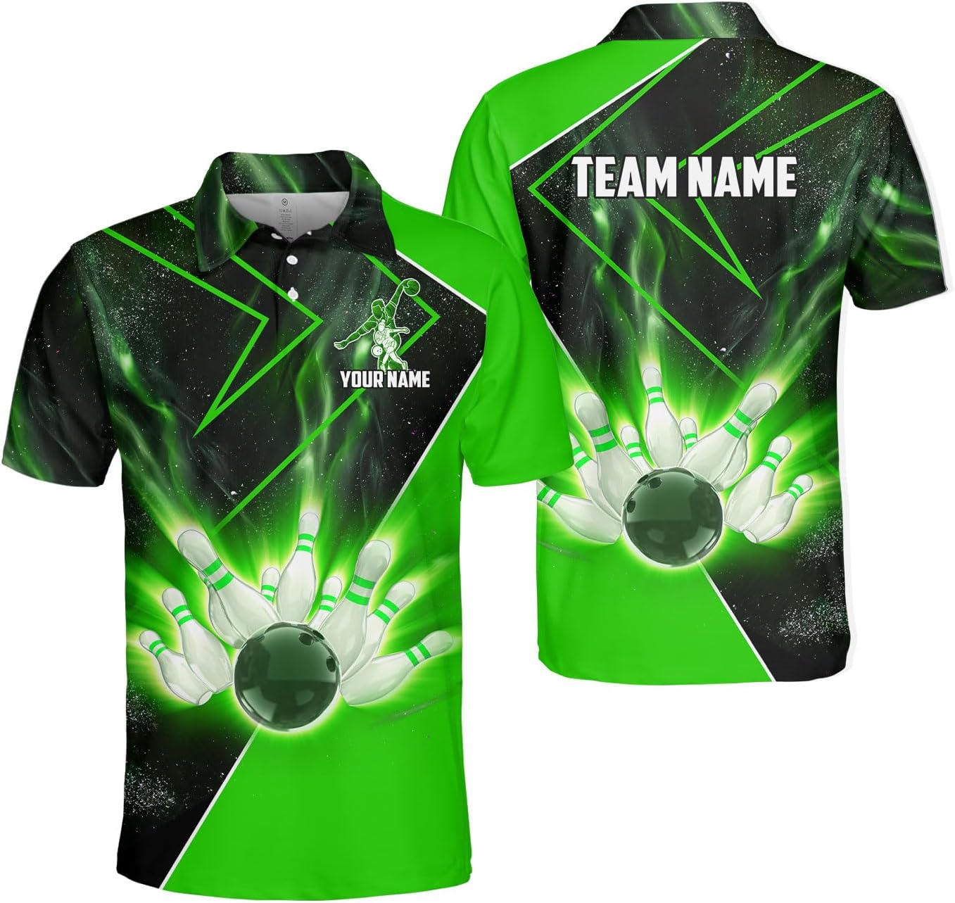 Personalized Name Bowling Polo Shirts 3D for Men & Women, Custom Bowling Shirts for Team, Bowling Team Polo Shirt (PE + 3-5% Spandex, PL98)