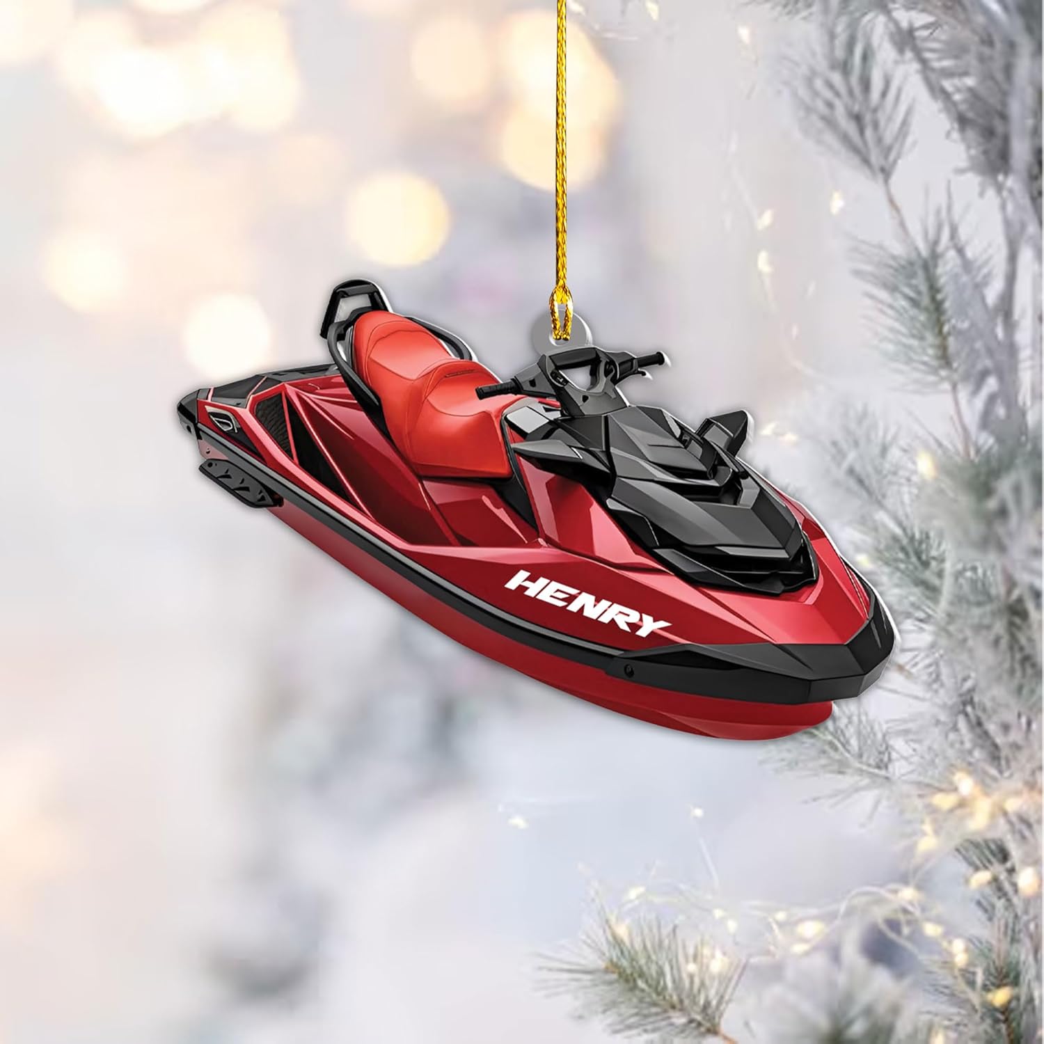 AOVL Custom Jet Ski Ornaments 2024 Jet Boat Ski Christmas Ornament Skiing Jet Boat Christmas Tree Ornament Gift for Watercraft Lovers Speed Boat Ornaments (JK5)