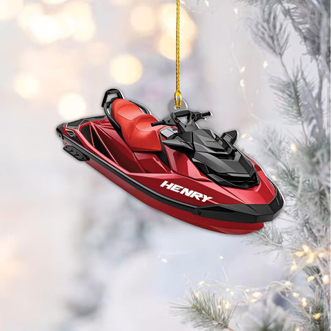AOVL Custom Jet Ski Ornaments 2024 Jet Boat Ski Christmas Ornament Skiing Jet Boat Christmas Tree Ornament Gift for Watercraft Lovers Speed Boat Ornaments (JK5)