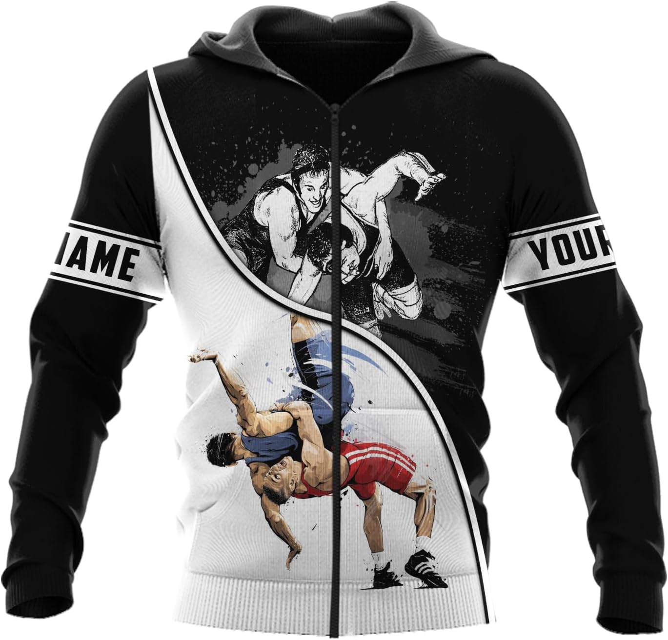 MAPrints Personalized Name Wrestling Shirt 3D All Over Print, Wrestle T-Shirt, Funny Free Hug Wrestling T-Shirt for Men S-5XL