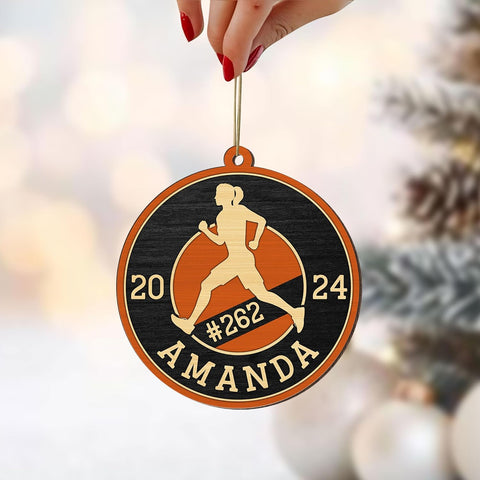 Artparel Custom Runner Ornament 2024 Track and Field Ornament Custom Marathon Ornament Running Christmas Ornament Gift for Runner Running Man Running Lovers Running Ornaments for Xmas (RN16)