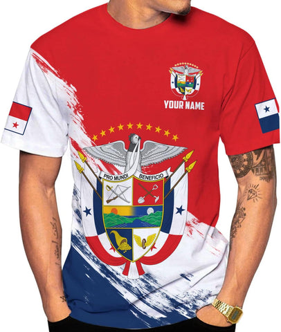 Custom Panama Shirts for Men 3D Panama Coat of Arms Shirts Panamanian Flag Pride Shirts Panama Hombres Camisa Men Women