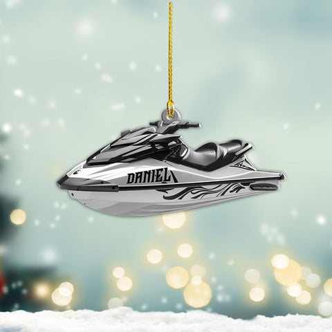 AOVL Custom Jet Ski Ornaments 2024 Jet Boat Ski Christmas Ornament Skiing Jet Boat Christmas Tree Ornament Gift for Watercraft Lovers Speed Boat Ornaments (JK4)