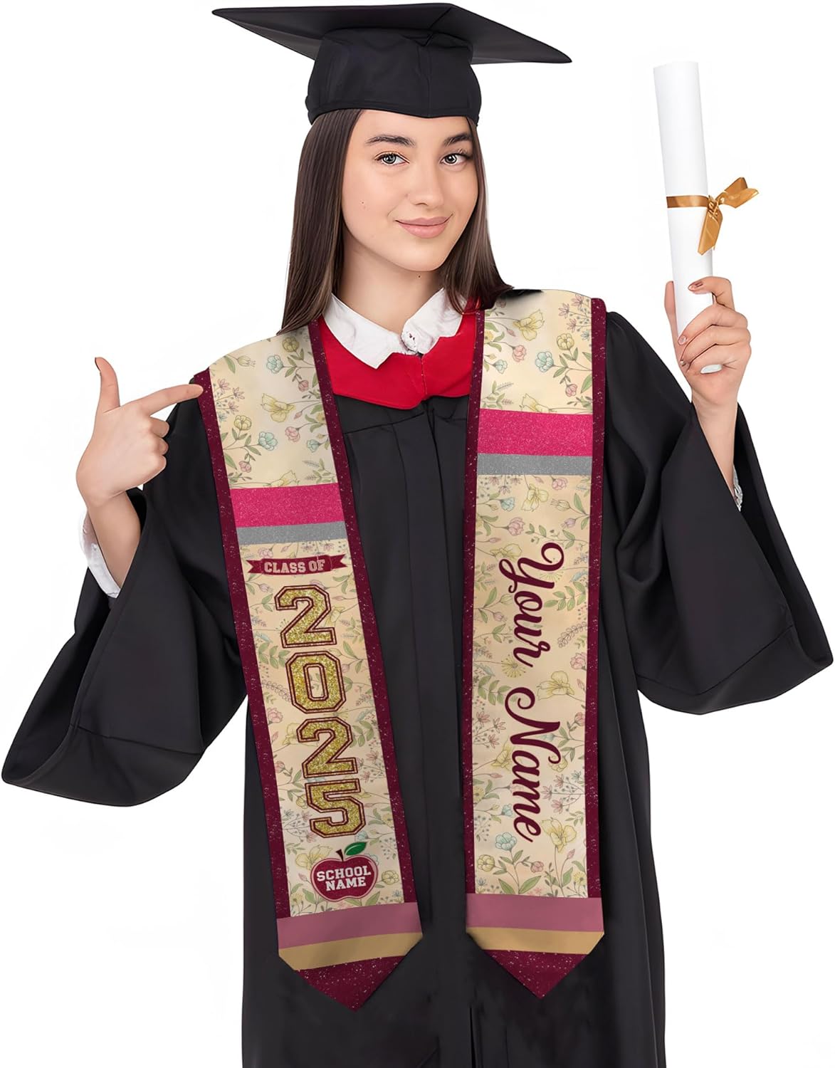 Pretyprints Personalized Class Of 2025 Teacher Graduation Stole Custom Teacher Pencil Graduation Sash Gift College Graduation