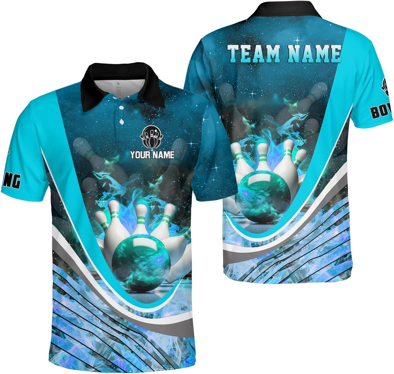 Ligthuy Personalized Name Bowling Polo Shirts 3D for Men and Women, Bowling Shirt, Bowling Shirts for Men Team Bowling Shirt