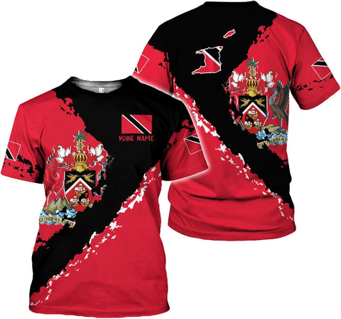 MoonArt Personalized Trinidad & Tobago Shirts Trinidad and Tobago Coat of Arms Flag 3D Shirts Trinidad Pride Gift