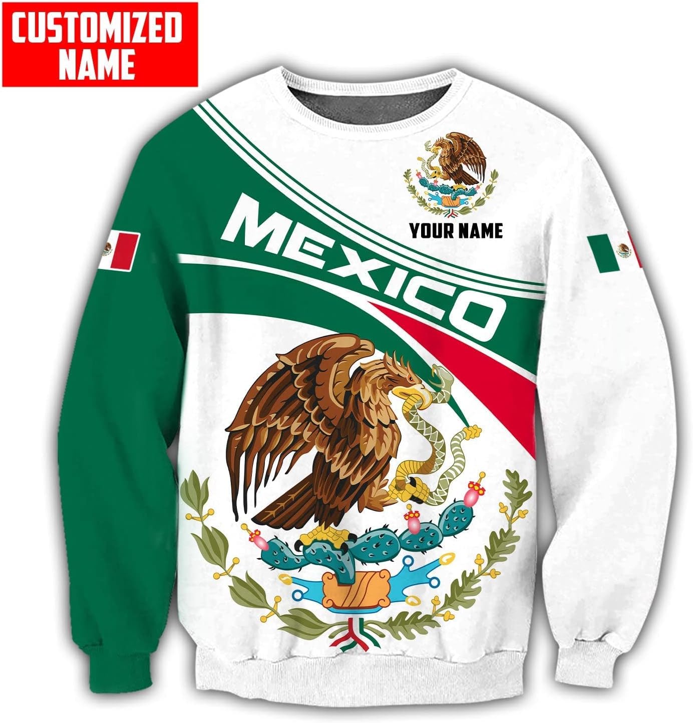 Mostprints Personalized Name Mexican Hoodie 3D, Customized Mexican Hoodies for Men, Unisex Mexico Hoodie, Mexico Hoodies for Men