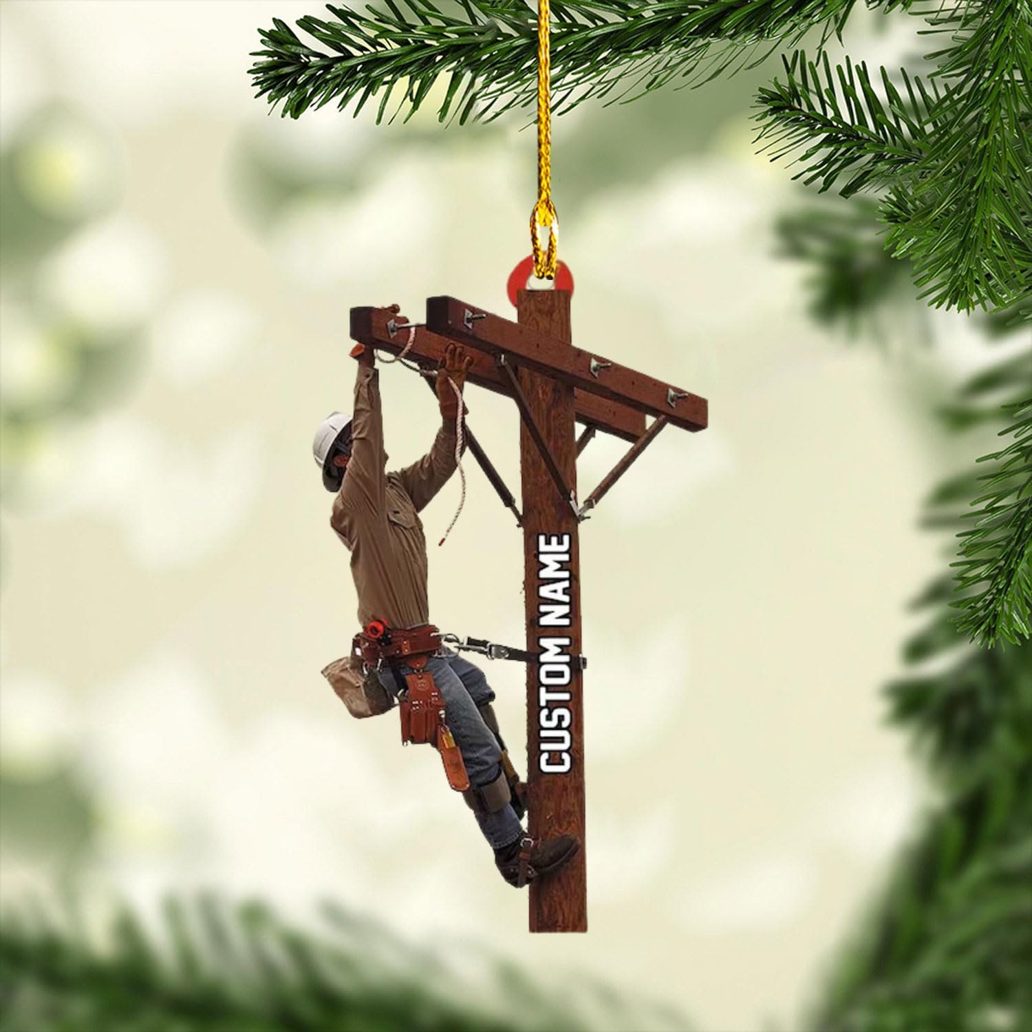 mostprints Personalized Lineman Ornament Custom Lineman Ornaments Line Man Christmas Ornaments Gifts for Lineman Ornament Lineman Christmas Hanging Ornament Lineman Gift (Style 8)