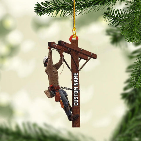 mostprints Personalized Lineman Ornament Custom Lineman Ornaments Line Man Christmas Ornaments Gifts for Lineman Ornament Lineman Christmas Hanging Ornament Lineman Gift (Style 8)