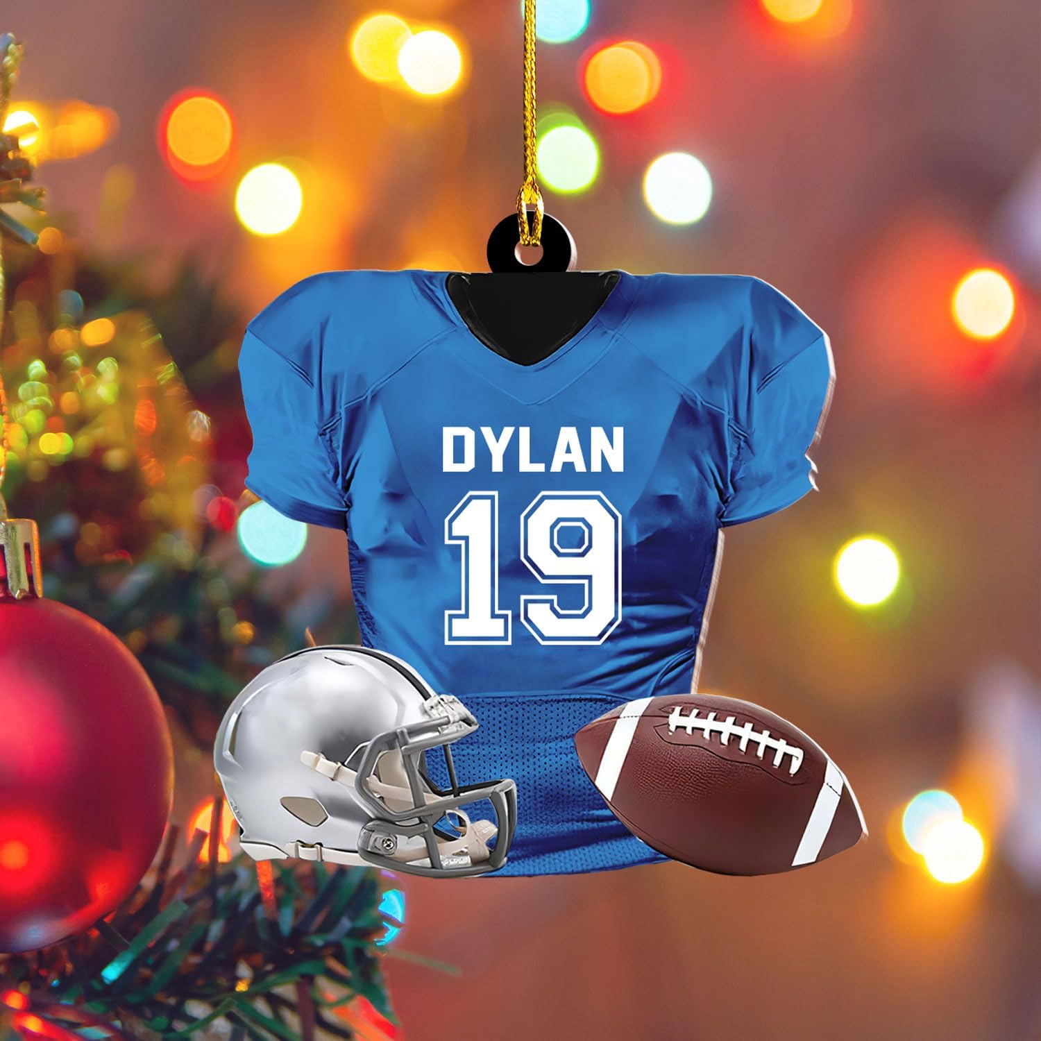 RoyalBro Personalized Football Ornaments 2023, Customized American Football Christmas Ornament, Football Ornament Christmas Tree Hanging Ornament Pine Tree Decorations (F10)