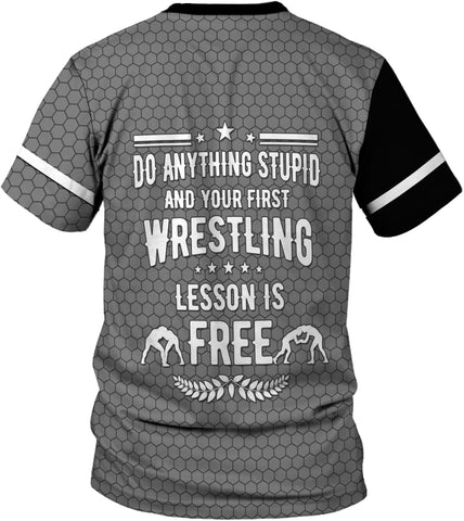 MAPrints Personalized Name Wrestling Shirt 3D All Over Print, Wrestle T-Shirt, Funny Free Hug Wrestling T-Shirt for Men S-5XL