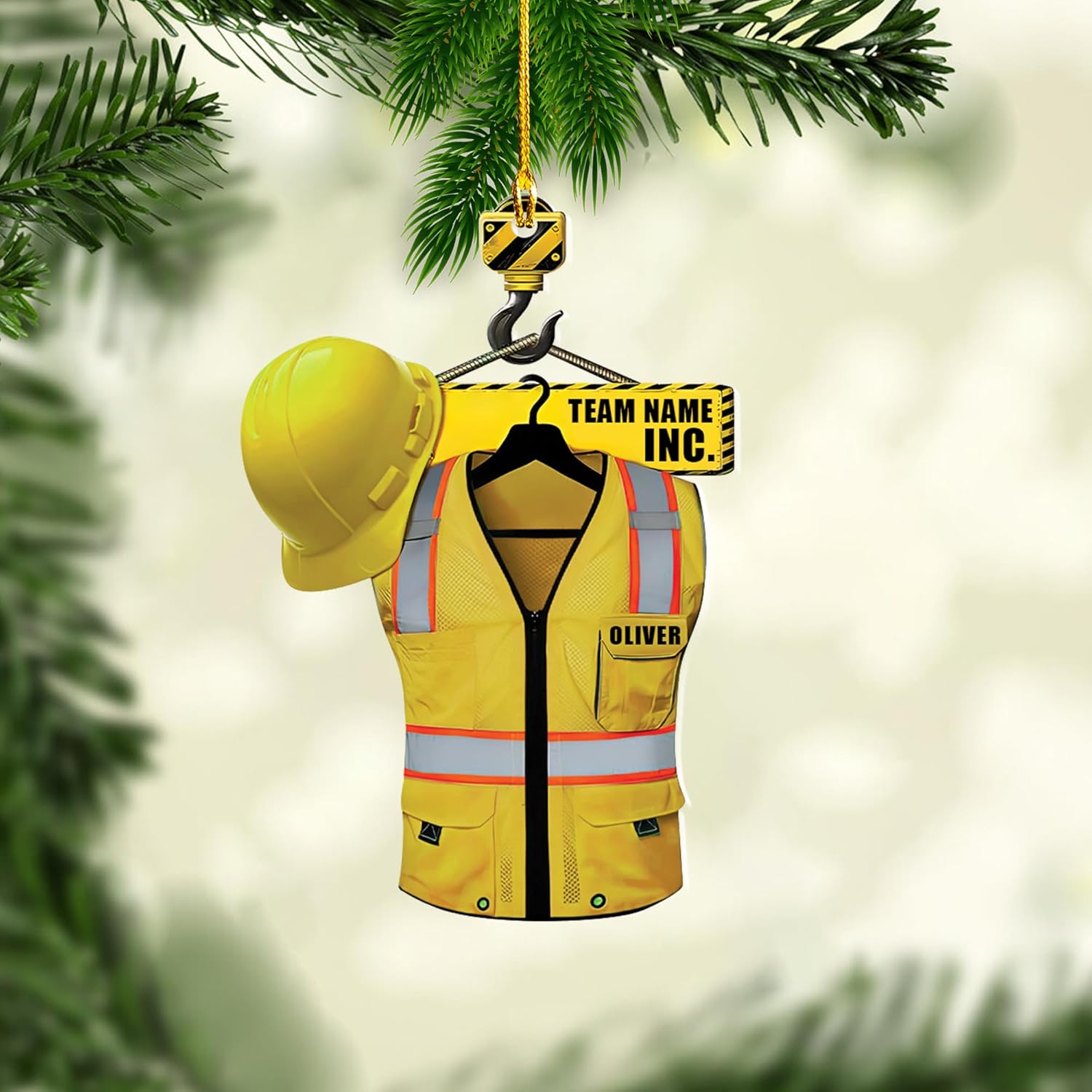 Artparel Personalized Construction Ornament Construction Worker Christmas Ornaments Construction Hard Hat Ornament Xmas Construction Worker Gifts Construction Hard Ornament Gift Xmas (Construction 5)