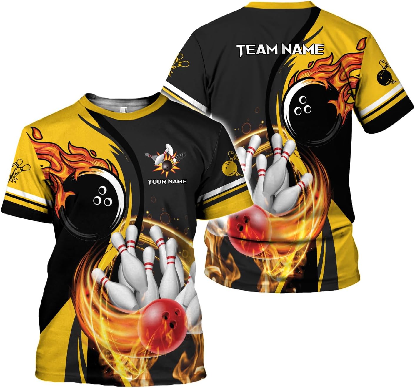 Rivelus Personalized Name Bowling Shirts for Men and Women 3D, Bowling Shirts for Team Bowling, Bowling Shirts Gift