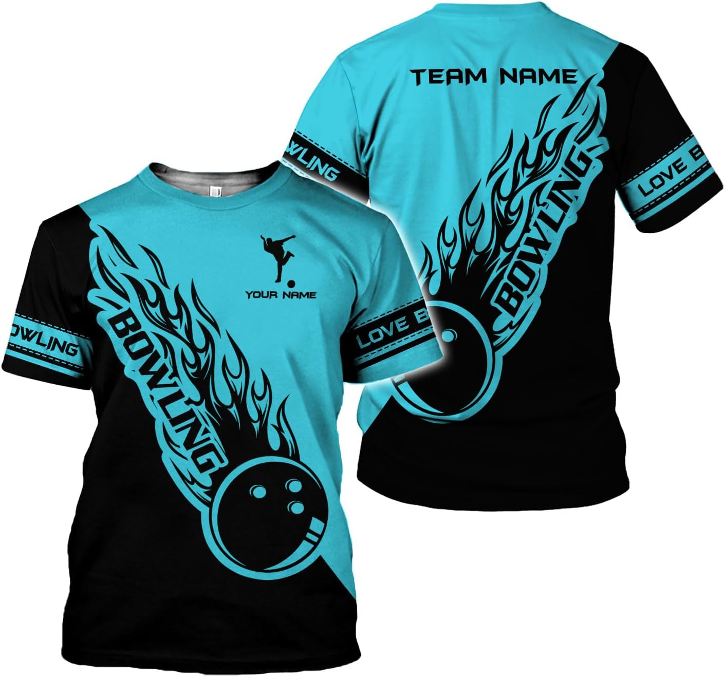 Rivelus Personalized Name Bowling Shirts for Men and Women 3D, Bowling Shirts for Team Bowling, Bowling Shirts Gift