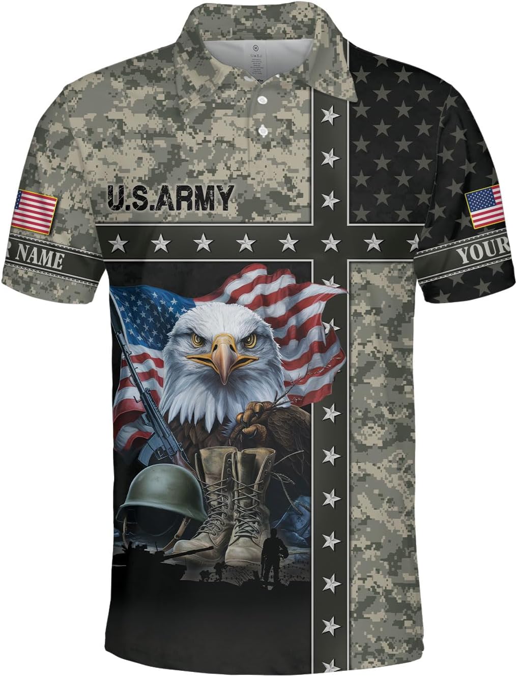 Personalized Custom Military Polo Shirts for Men, Mens Army Veteran Shirt