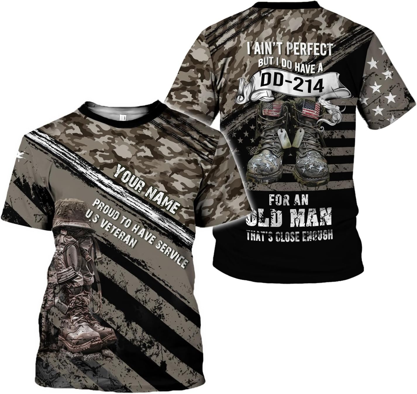 LigtHuy Personalized Name Veteran Shirt 3D, Us Army Shirt, Veteran Shirts, Veteran Shirts for Men, Veteran T Shirts for Men