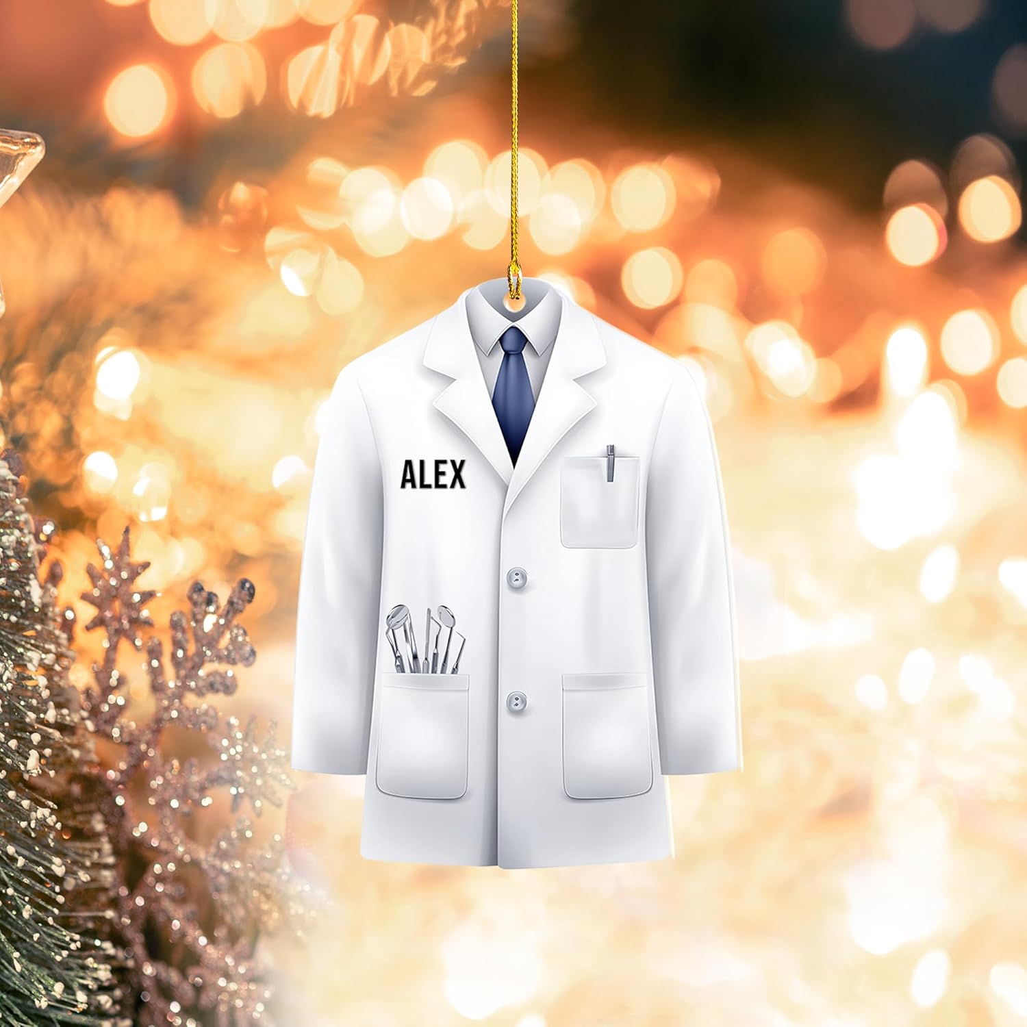 Personalized Dentist Christmas Ornament, Santa's Favorite Dentist Ornament, Doctor or Dental Hygienist Assistant Keepsake Gift, Teeth Ornament (Acrylic, Style 1)