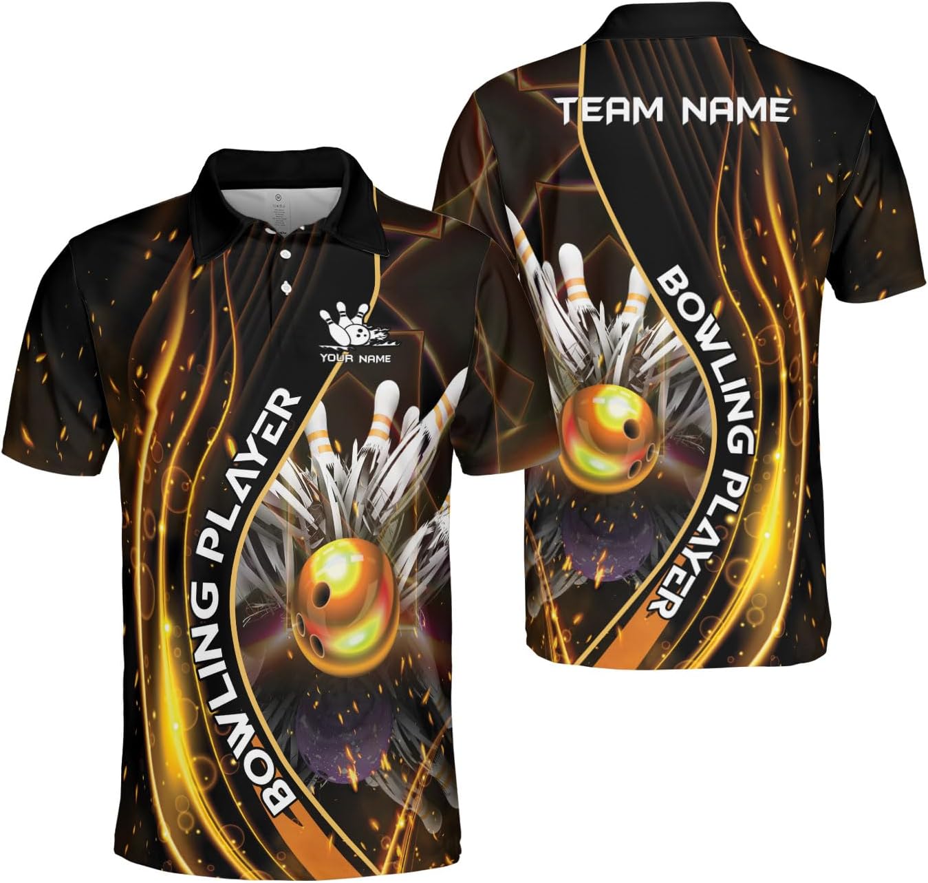 Ligthuy Personalized Name Bowling Polo Shirts 3D for Men and Women, Bowling Shirt, Bowling Shirts for Men Team Bowling Shirt
