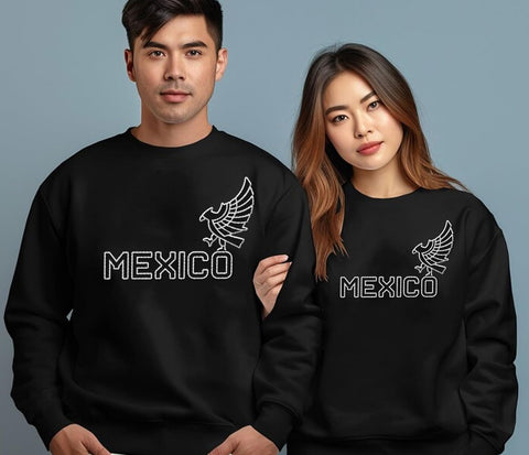 Mostprints Personalized Name Embroidered Mexico Sweatshirts, Customized Name Shirts Mexican US Flag, Mexico Hoodies Shirt