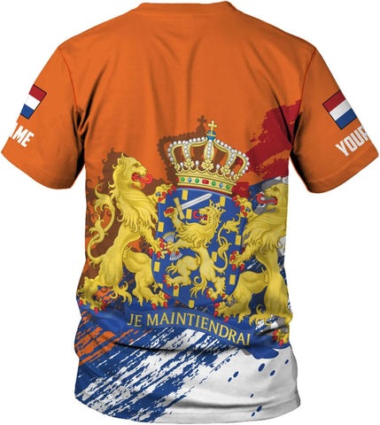 MoonArt Personalized Netherlands Shirts Dutch Coat of Arms Flag Netherlands 3D Shirts Holland Lion Dutch Pride Gift