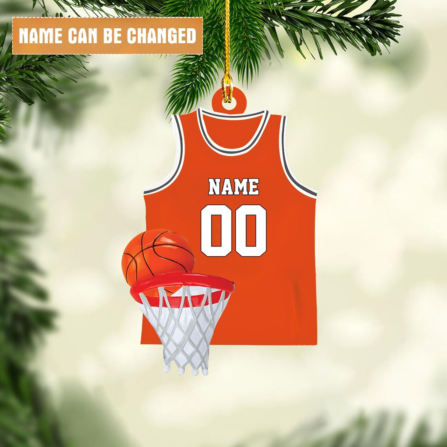 TinoShop Personalized Basketball Christmas Ornaments for Christmas Tree Decor, Basketball Player Ornament, Custom Basketball Ornament, Warriors Basketball Ornament Gifts for Baseball Lovers (ON337)