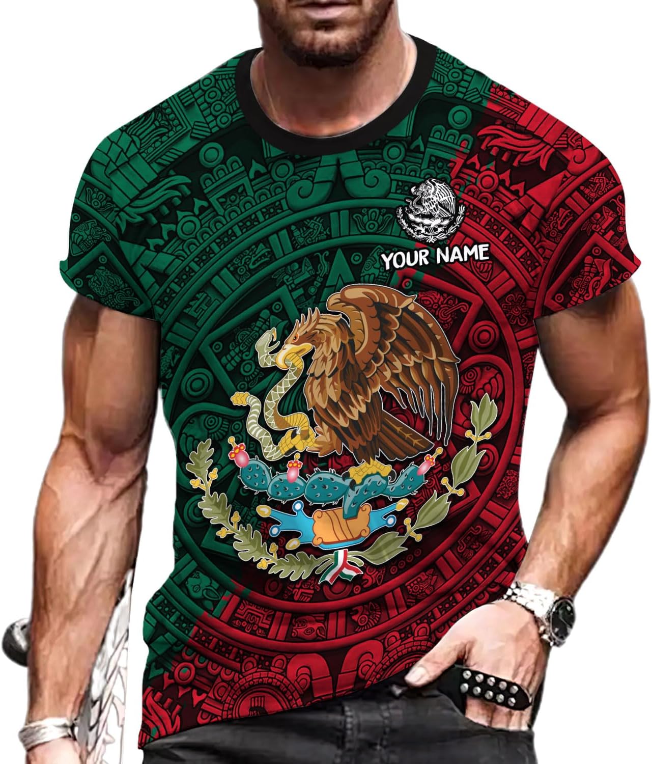 RoyalBro Personalized Mexico Shirt, Camisas de Mexico Customized Mexican Shirts Mexican Flag Mexico 3D Shirt for Men Women