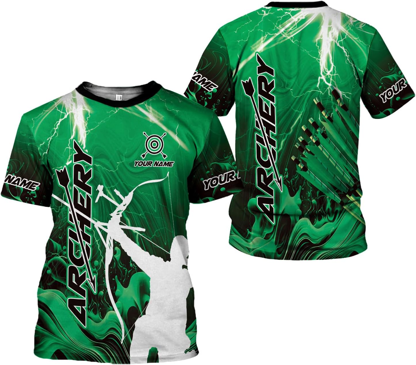 Custom Archery T-Shirt Bow and Arrow Personalized 3D Shirts for Archer Men Women Target Team Archery Apparel Gifts