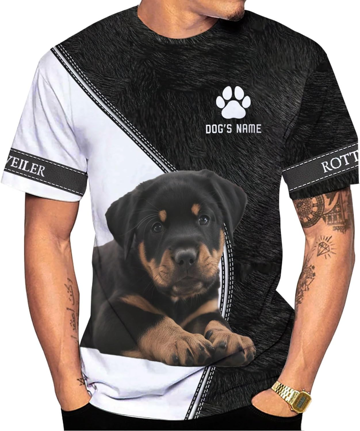 Personalized Rottweiler Dog 3D Hoodie, Custom Name Rottweiler Dog 3D T-Shirt, Sweatshirt, Hoodie Zip for Women, Mens