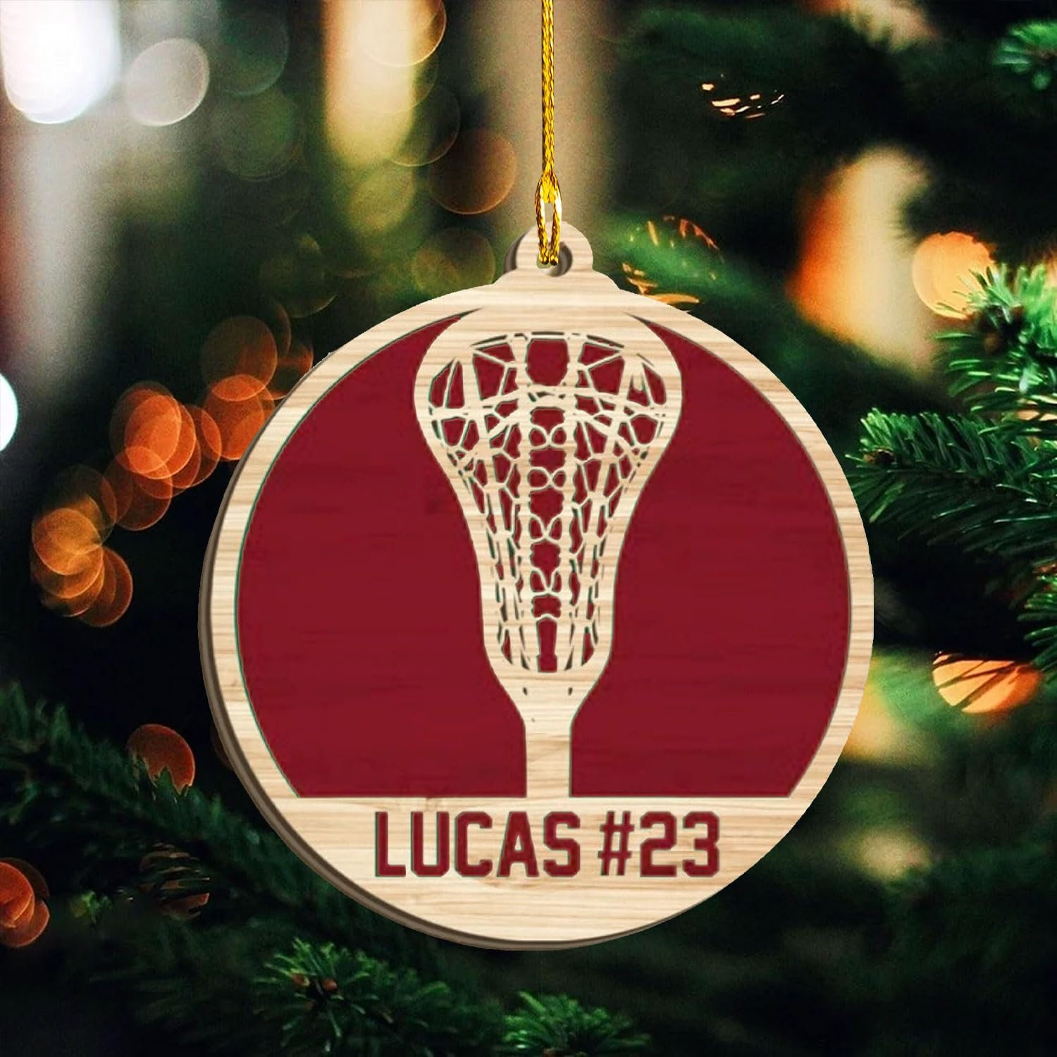 HomeDesign Personalized Lacrosse Ornament, Lacrosse Amor Shape Flat Ornament, Lacrosse Helmet Ornaments, Gifts for Lacrosse Lovers, Lacrosse Players, Lacrosse Christmas Ornament (LA 17)